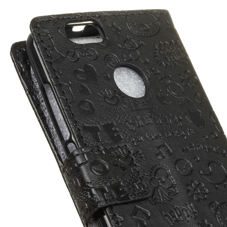 Cartoon Graffiti Leather Wallet Case for Huawei nova - Black-6