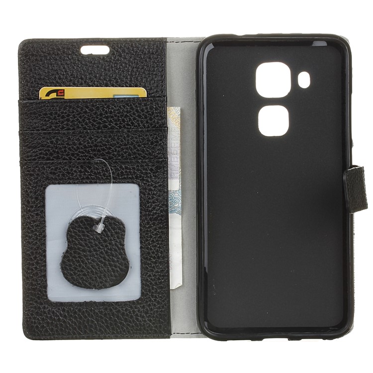For Huawei Nova Plus / G9 Plus / Maimang 5 Litchi Texture Genuine Leather Wallet Stand Case - Black-4