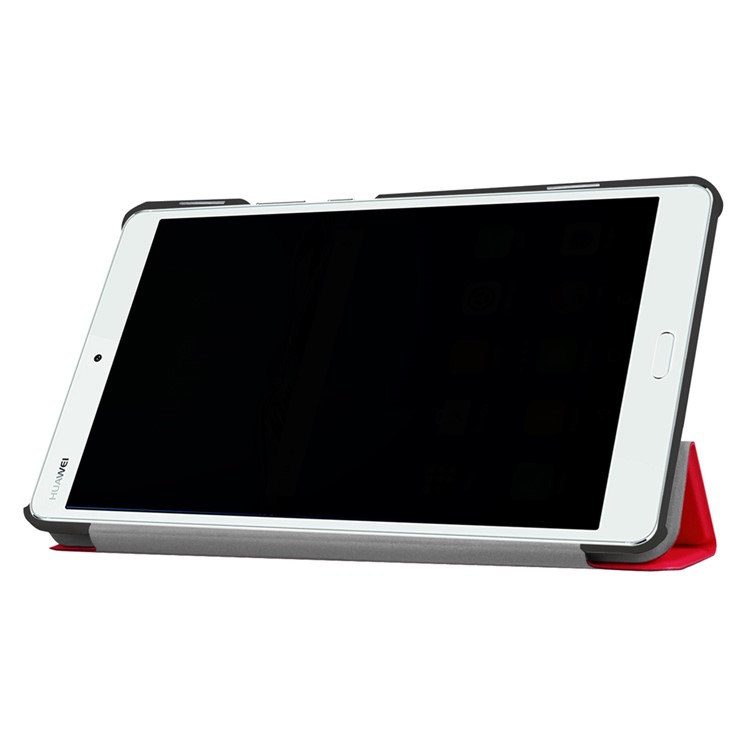 Tri-fold Stand Leather Case Cover for Huawei MediaPad M3 8.4 - Red-5
