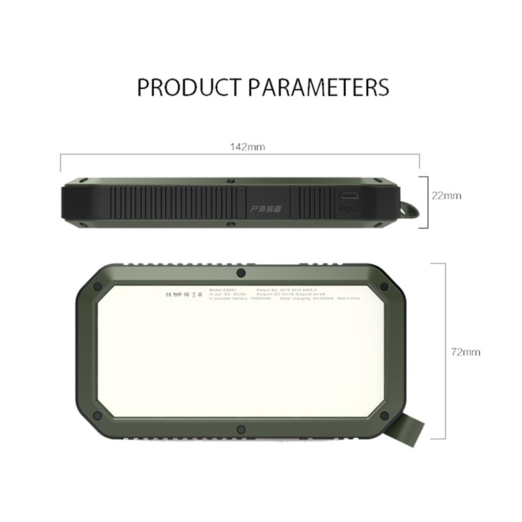 ESHINE ES981 Outdoor 8000mAh 3 USB Ports Solar Power Bank with LED Camping Light - Army Green-13