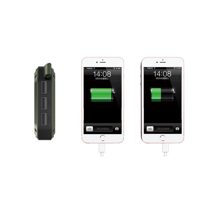 ESHINE ES981 Outdoor 8000mAh 3 USB Ports Solar Power Bank with LED Camping Light - Army Green-16