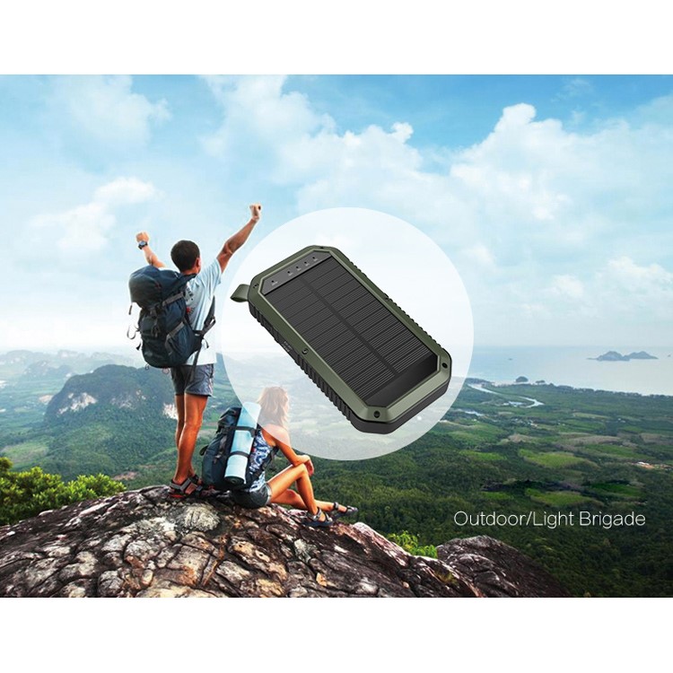 ESHINE ES981 Outdoor 8000mAh 3 USB Ports Solar Power Bank with LED Camping Light - Army Green-21