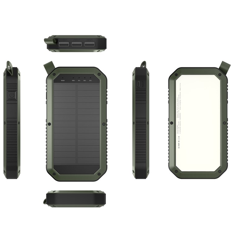 ESHINE ES981 Outdoor 8000mAh 3 USB Ports Solar Power Bank with LED Camping Light - Army Green-8
