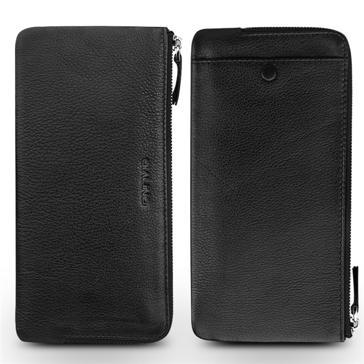 QIALINO Litchi Grain Leather Wallet Pouch Clutch for Huawei Mate8/Mate7 Etc - Black-1