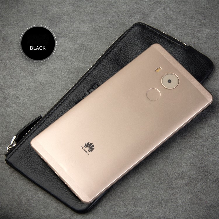 QIALINO Litchi Grain Leather Wallet Pouch Clutch for Huawei Mate8/Mate7 Etc - Black-2