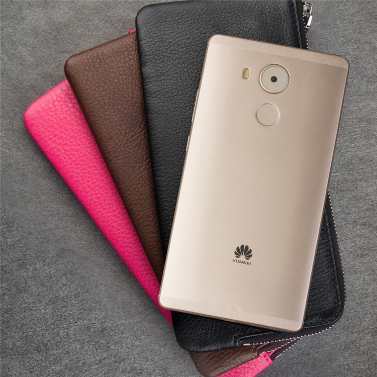 QIALINO Litchi Grain Leather Wallet Pouch Clutch for Huawei Mate8/Mate7 Etc - Black-9