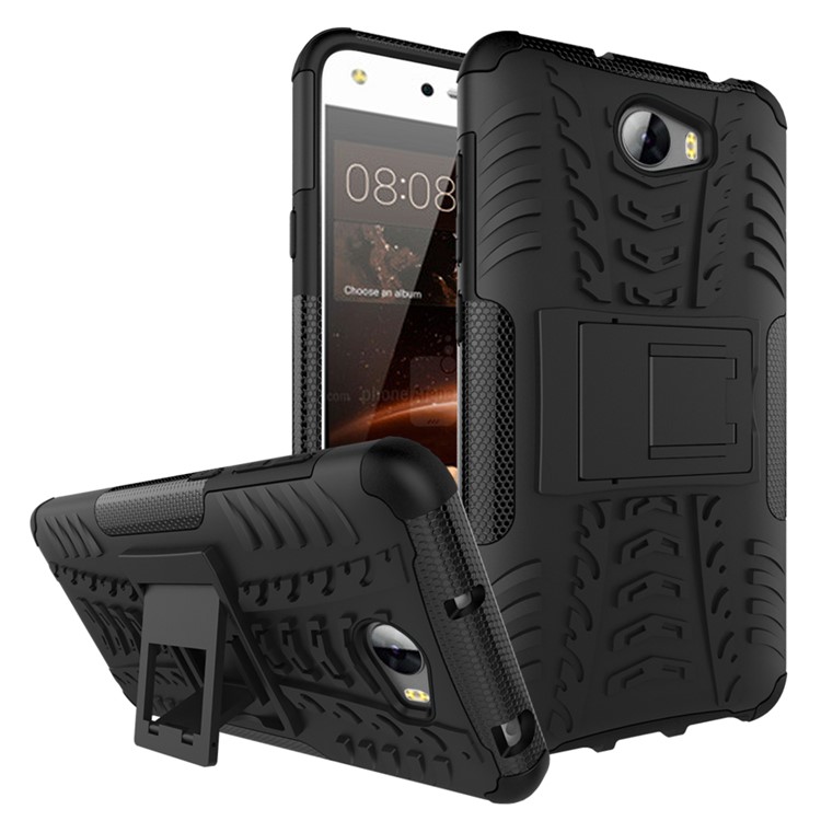 Cool Tyre Hybrid PC + TPU Case with Kickstand for Huawei Y5II / Y5 II / Honor 5 - Black-1
