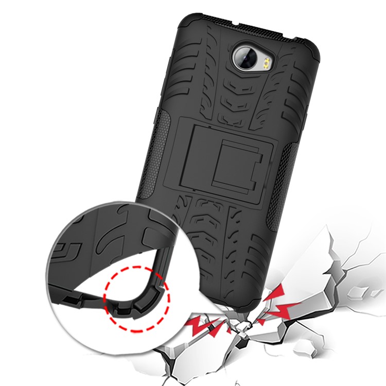 Cool Tyre Hybrid PC + TPU Case with Kickstand for Huawei Y5II / Y5 II / Honor 5 - Black-11