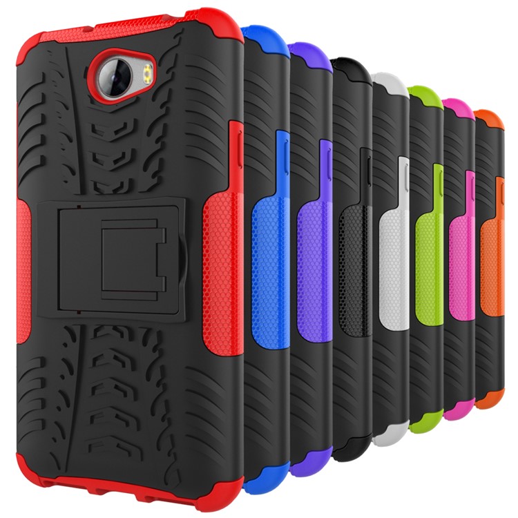Cool Tyre Hybrid PC + TPU Case with Kickstand for Huawei Y5II / Y5 II / Honor 5 - Black-12