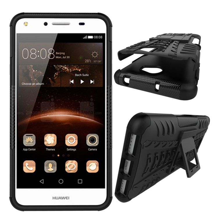 Cool Tyre Hybrid PC + TPU Case with Kickstand for Huawei Y5II / Y5 II / Honor 5 - Black-2
