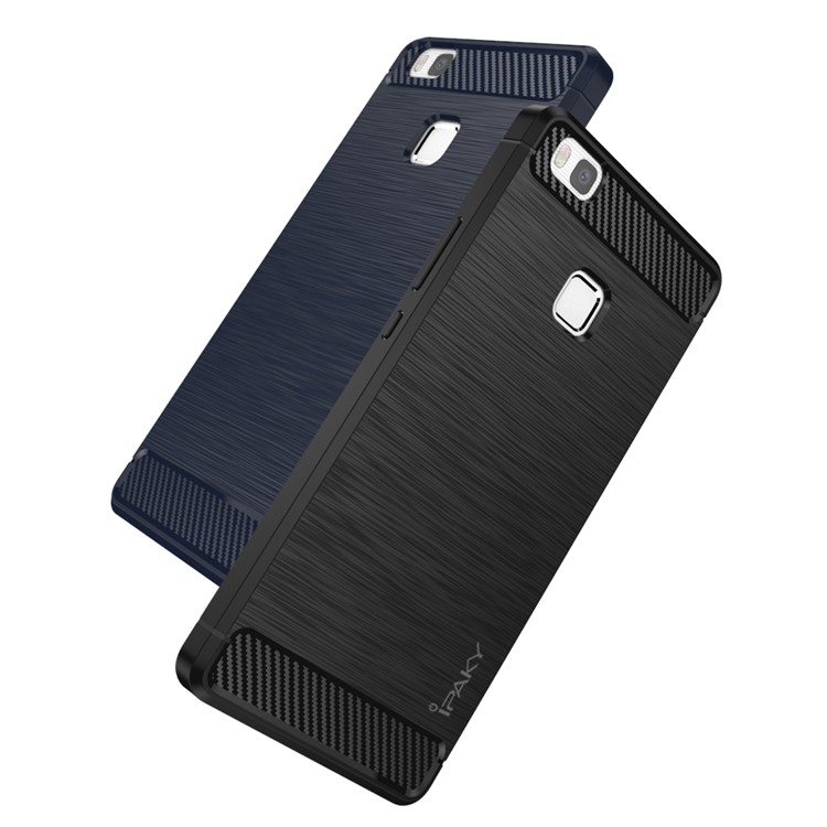 IPAKY Brushed TPU Case for Huawei P9 Lite / G9 Lite with Carbon Fiber Decorated - Black-3