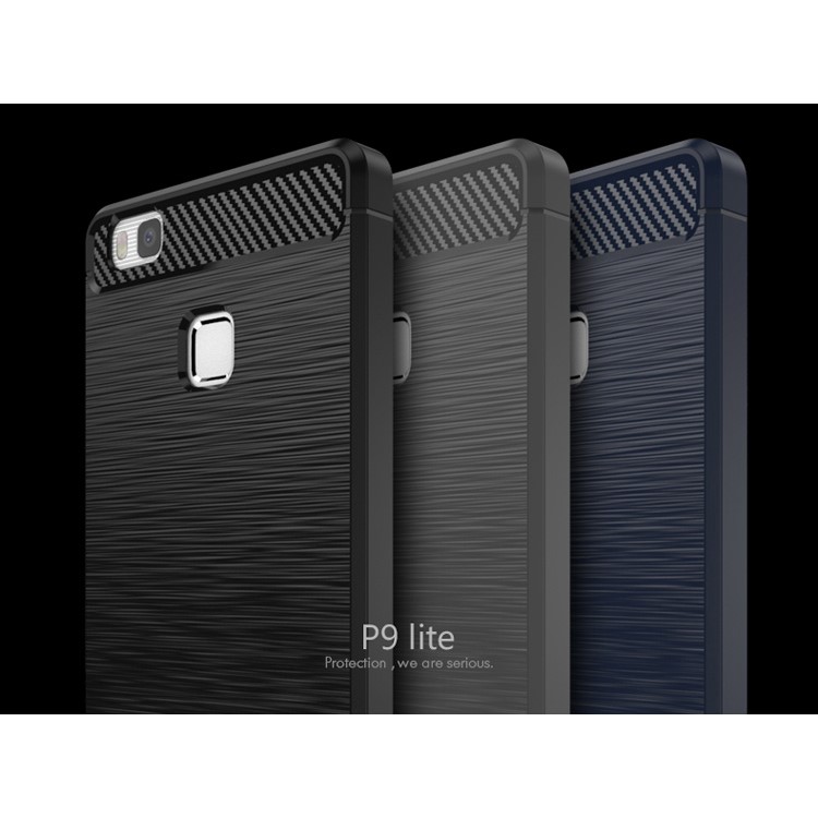 IPAKY Brushed TPU Case for Huawei P9 Lite / G9 Lite with Carbon Fiber Decorated - Black-7