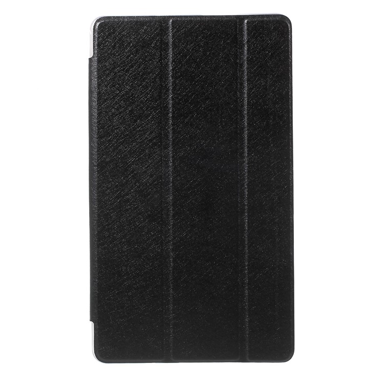 Silk Grain Tri-fold Leather Stand Case for Huawei MediaPad M3 8.4 - Black-1