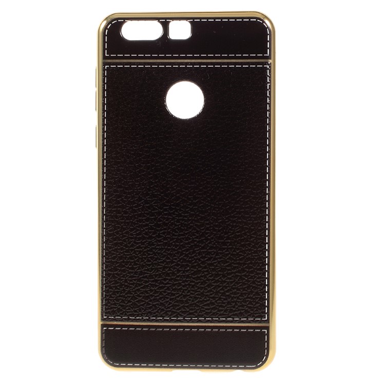 PU Leather Coated Plating TPU Case for Huawei Honor 8 - Black-1