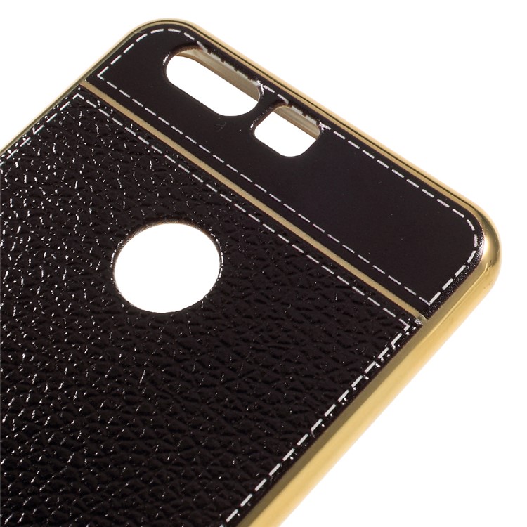 PU Leather Coated Plating TPU Case for Huawei Honor 8 - Black-3