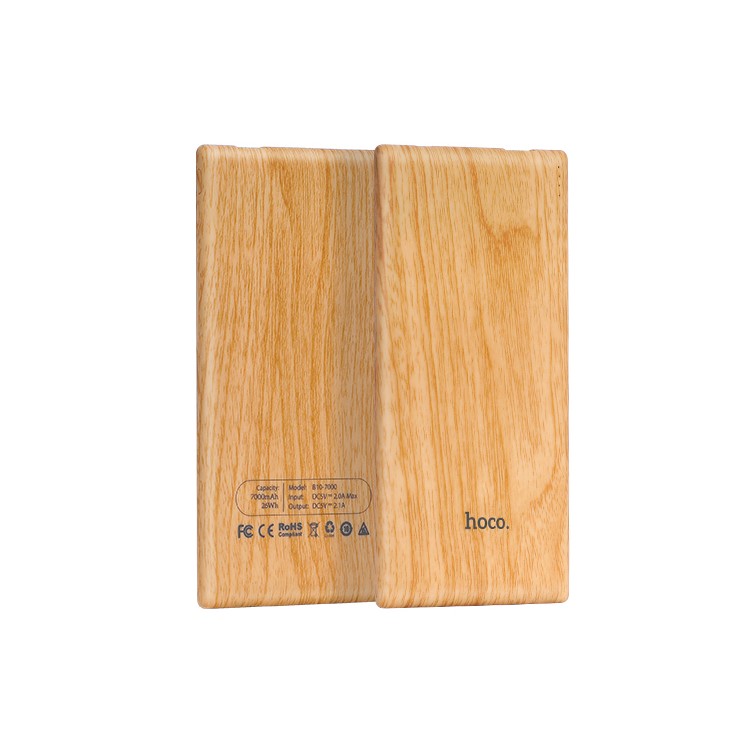 HOCO B10 7000mAh 2.1A Wood Pattern Portable Power Bank for iPhone iPad Samsung-2