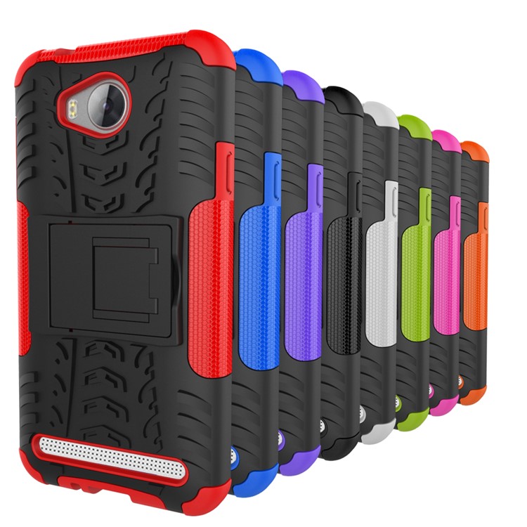 Anti-slip PC + TPU Hybrid Case with Kickstand for Huawei Y3 II / Y3II - Black-11
