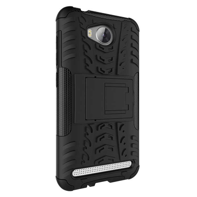 Anti-slip PC + TPU Hybrid Case with Kickstand for Huawei Y3 II / Y3II - Black-3