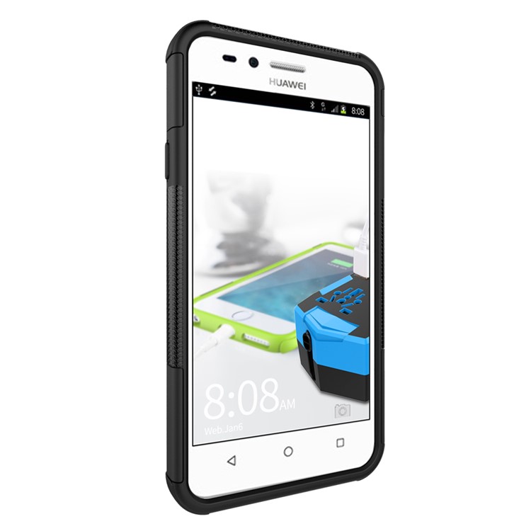 Anti-slip PC + TPU Hybrid Case with Kickstand for Huawei Y3 II / Y3II - Black-5