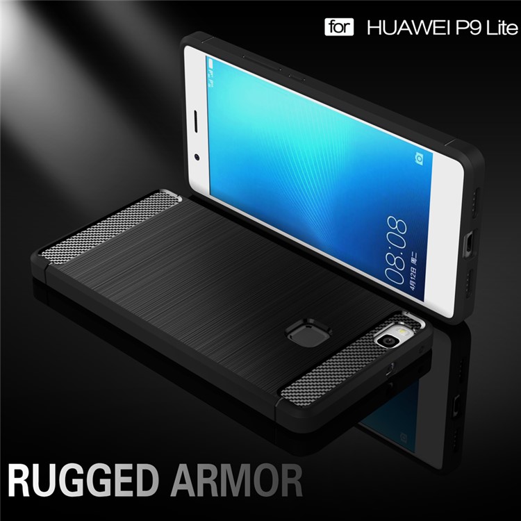 Carbon Fibre Brushed TPU Case for Huawei P9 Lite / G9 Lite - Black-2