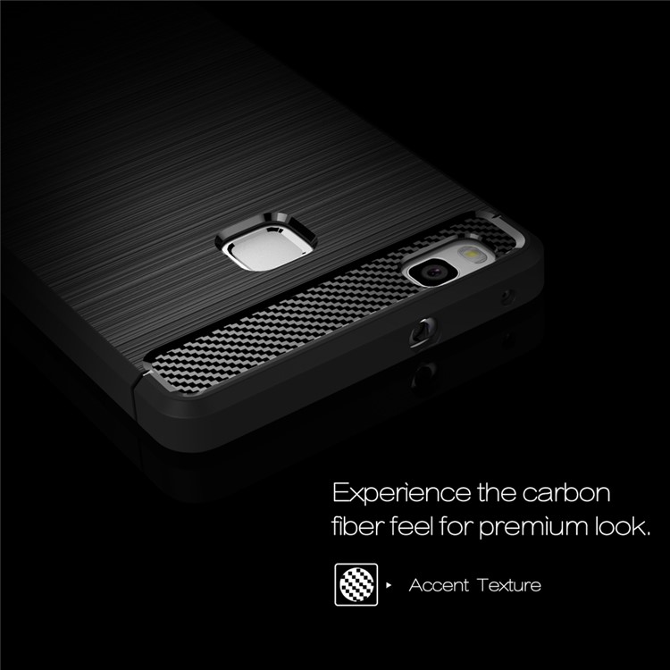 Carbon Fibre Brushed TPU Case for Huawei P9 Lite / G9 Lite - Black-3