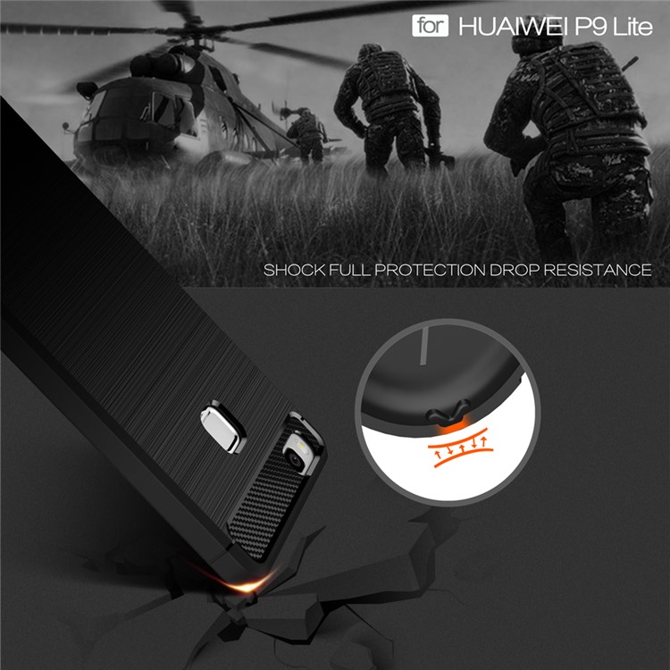 Carbon Fibre Brushed TPU Case for Huawei P9 Lite / G9 Lite - Black-5
