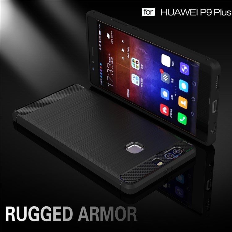 Carbon Fibre Brushed TPU Case for Huawei P9 Plus - Black-2