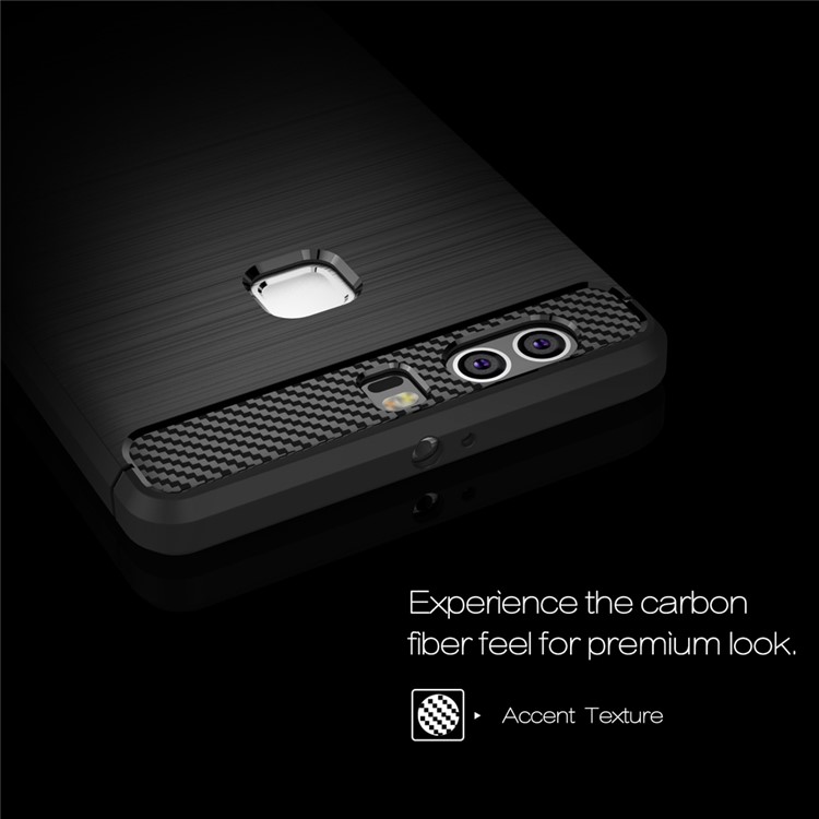 Carbon Fibre Brushed TPU Case for Huawei P9 Plus - Black-3
