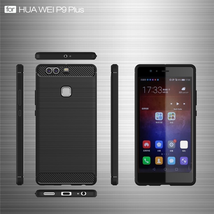 Carbon Fibre Brushed TPU Case for Huawei P9 Plus - Black-6
