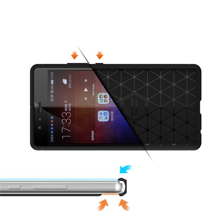 Carbon Fibre Brushed TPU Case for Huawei P9 Plus - Black-7