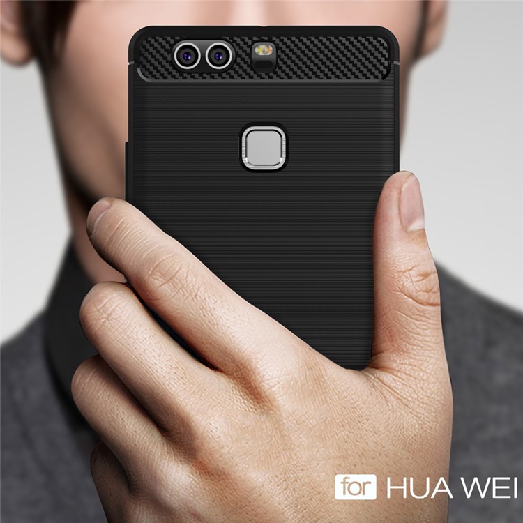 Carbon Fibre Brushed TPU Case for Huawei P9 Plus - Black-8