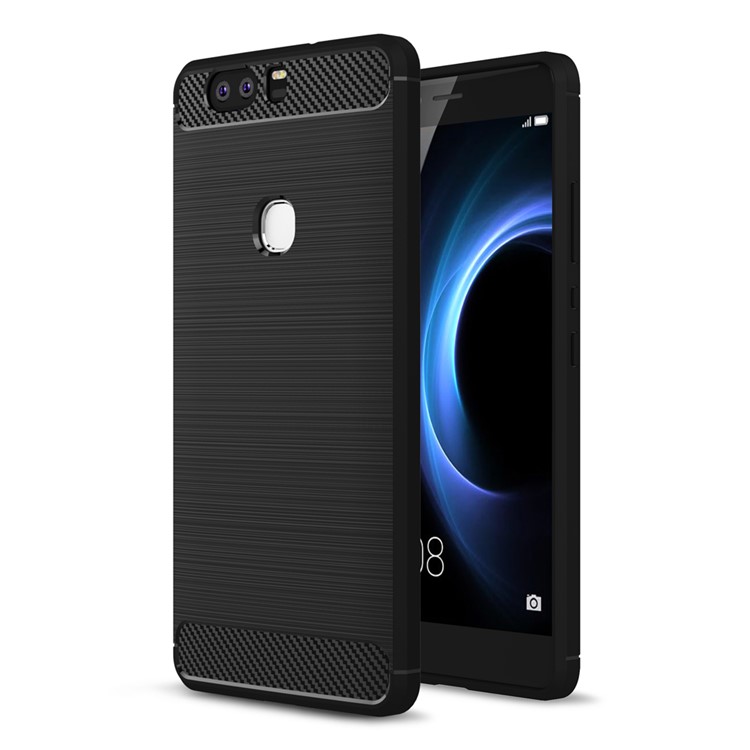 Carbon Fibre Brushed TPU Case for Huawei Honor V8 - Black-1