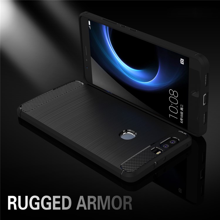 Carbon Fibre Brushed TPU Case for Huawei Honor V8 - Black-2