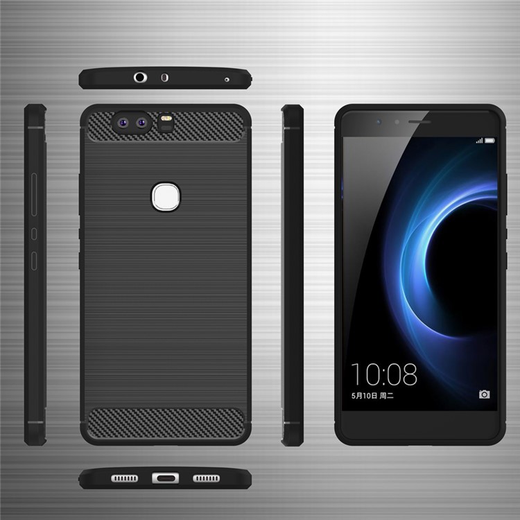 Carbon Fibre Brushed TPU Case for Huawei Honor V8 - Black-6
