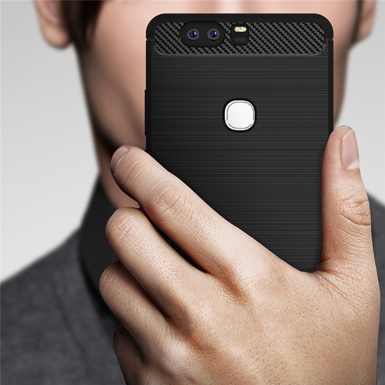 Carbon Fibre Brushed TPU Case for Huawei Honor V8 - Black-8