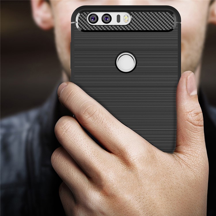Carbon Fibre Brushed TPU Case for Huawei Honor 8 - Black-8