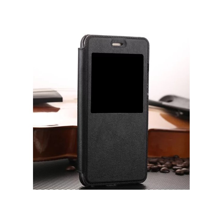 For Huawei Honor 8 View Window Stand Leather Case Cover - Black-1