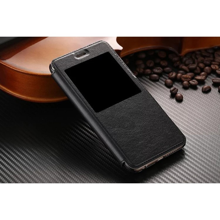 For Huawei Honor 8 View Window Stand Leather Case Cover - Black-3
