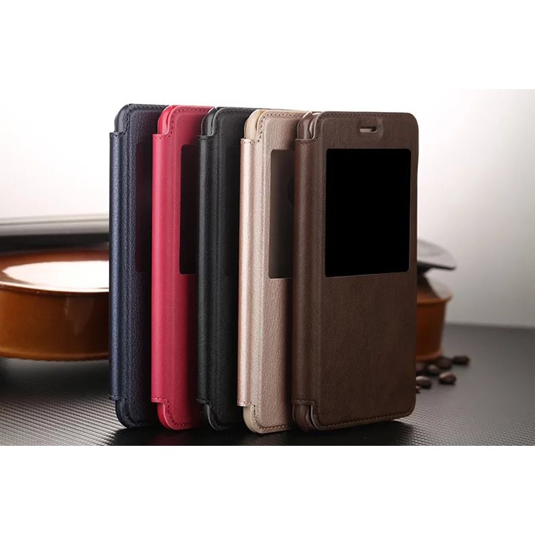 For Huawei Honor 8 View Window Stand Leather Case Cover - Black-4