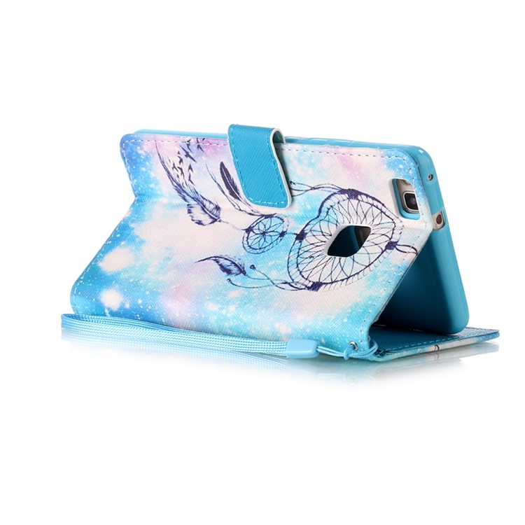 Pattern Printing Leather Wallet Stand Case for Huawei P9 Lite / G9 Lite with Wrist Strap - Dream Catcher-3