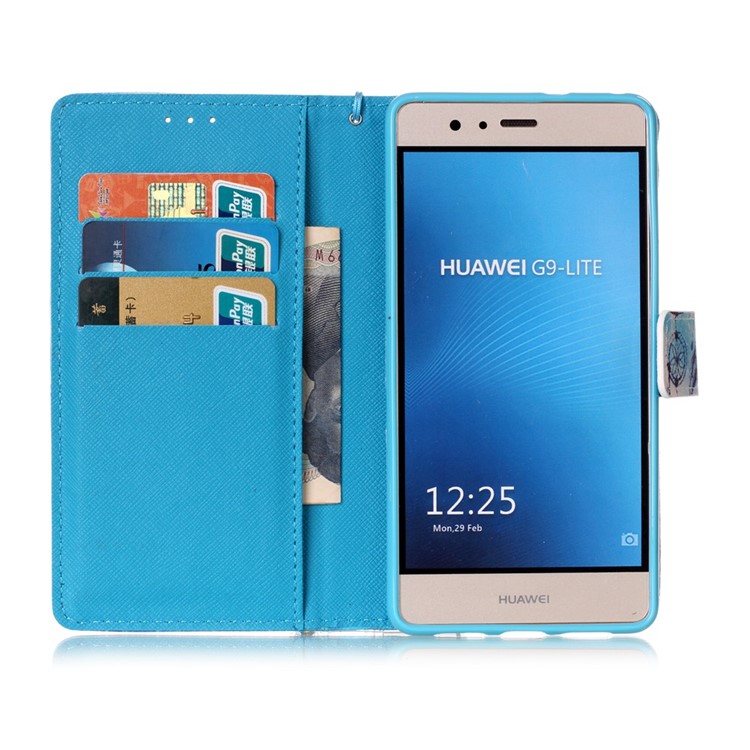Pattern Printing Leather Wallet Stand Case for Huawei P9 Lite / G9 Lite with Wrist Strap - Dream Catcher-6