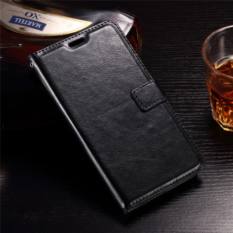Crazy Horse Leather Wallet Case for Huawei Y6II / Honor 5A - Black-1