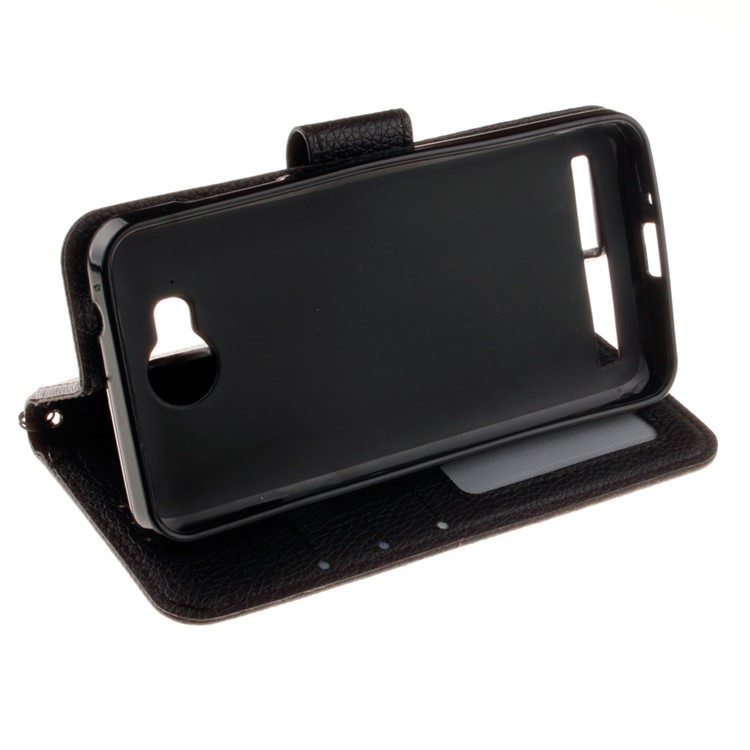 Litchi Skin Leather Wallet Case for Huawei Y3 II / Y3II - Black-7