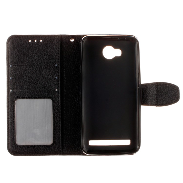 Litchi Skin Leather Wallet Case for Huawei Y3 II / Y3II - Black-9