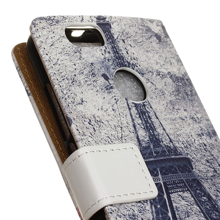 PU Leather Wallet Stand Flip Case for Huawei Nova - Crown Butterfly Eiffel Tower-3