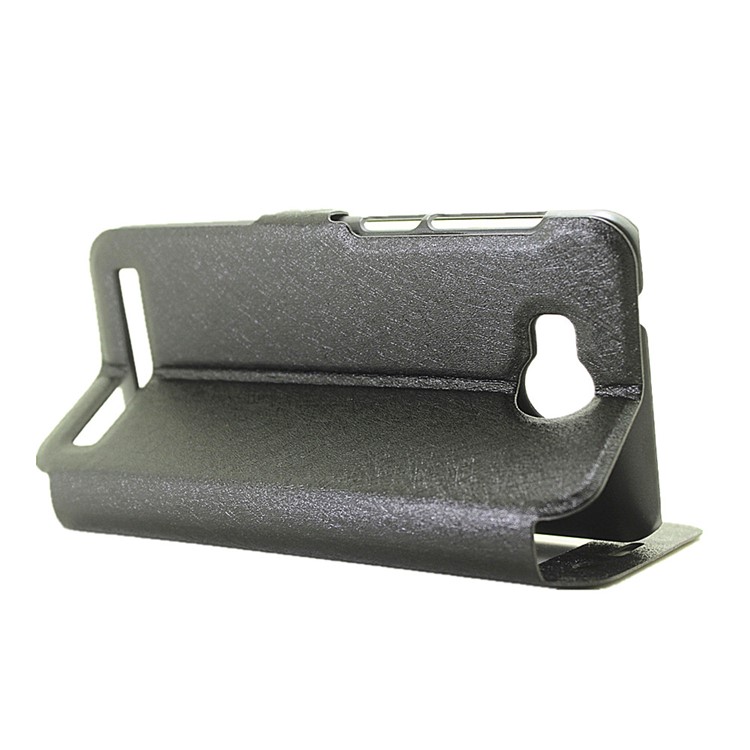 Silk Texture Dual View Window Leather Case for Huawei Y3 II / Y3II - Black-5