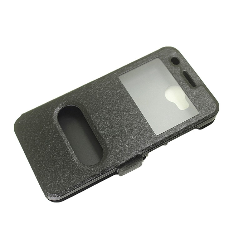 Silk Texture Dual View Window Leather Case for Huawei Y3 II / Y3II - Black-6