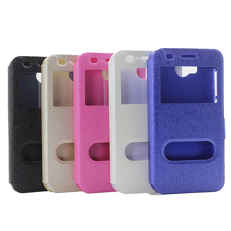 Silk Texture Dual View Window Leather Case for Huawei Y3 II / Y3II - Black-8