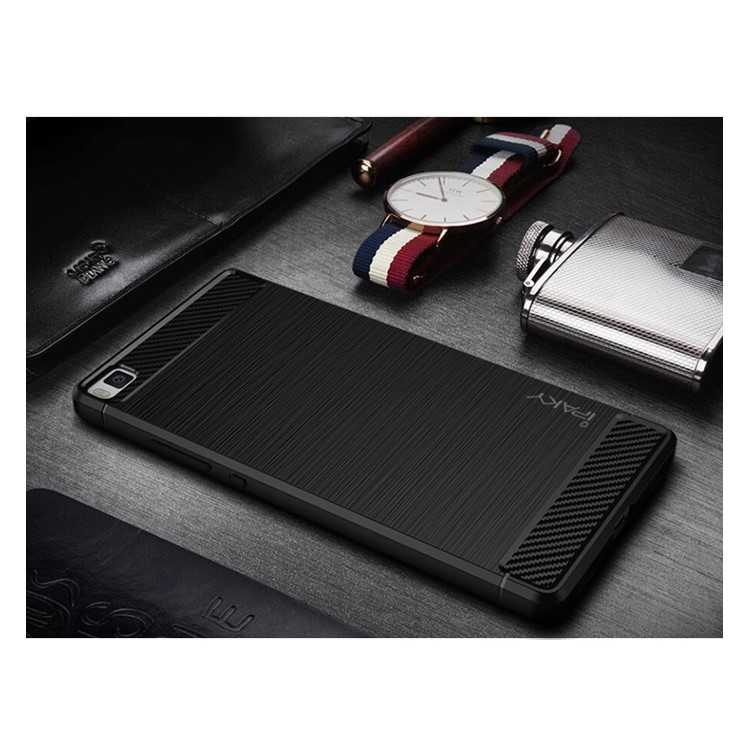 IPAKY Brushed TPU Phone Case for Huawei Ascend P8 - Black-2