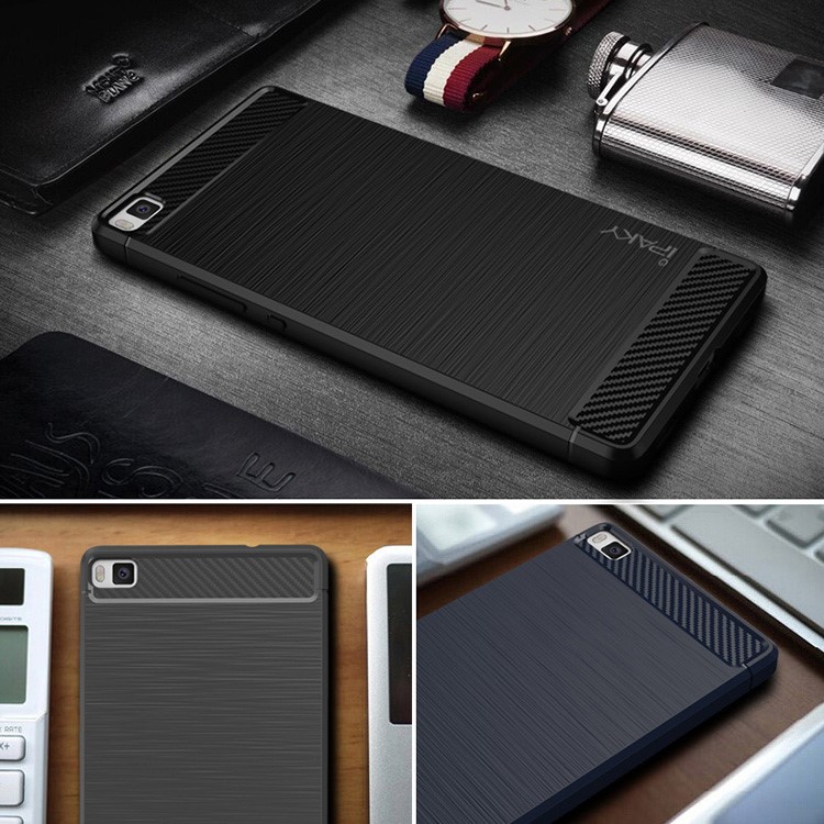 IPAKY Brushed TPU Phone Case for Huawei Ascend P8 - Black-8